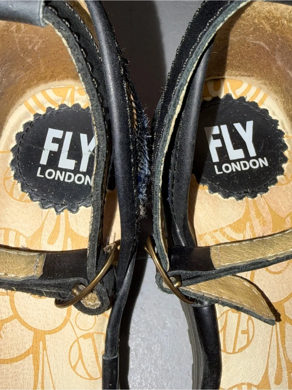 Fly London Wedge Ankle Strap Peep Toe Sandals Shoes size 37